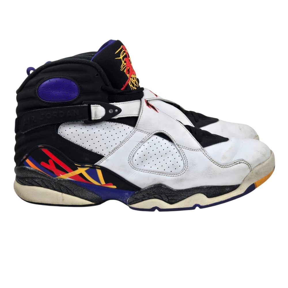 Nike Air Jordan 8 Retro Three-Peat 2015 Mens 14 White Black 305381-142 Some Wear